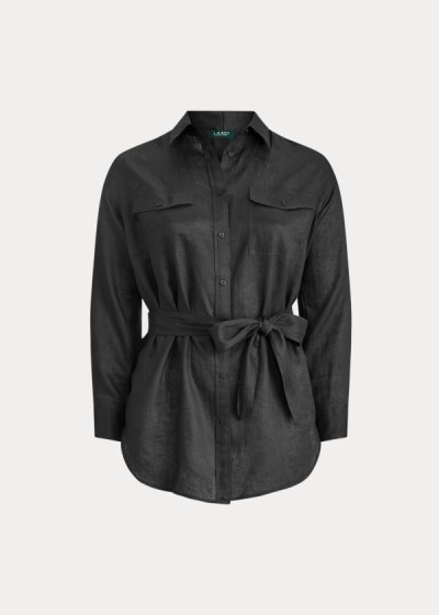Camisa Ralph Lauren Mujer Negros - Belted Linen - SVMGA7534